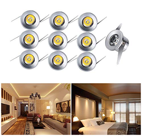 INHDBOX Mini LED Einbaustrahler 10er Set,1W Warmweiß LED Deckeneinbaustrahler Schwenkbar COB Deckenspots Aluminium LED Deckenspots für Weinschrank Schrank Küche Wohnzimmer von INHDBOX