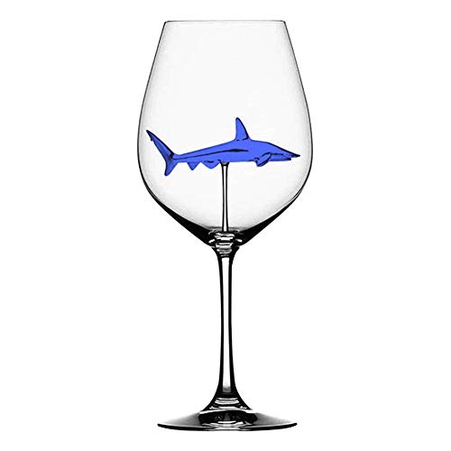Balai Shark Weingläser mit Shark Inside für Erwachsene, Rotweingläser Kreatives Kelchglas, Haifisch-Rotwein-Schalen-haarscharfe Weingläser für Ausgangshochzeitsfest von Balai