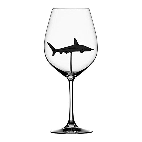 Balai Shark Weingläser mit Shark Inside für Erwachsene, Rotweingläser Kreatives Kelchglas, Haifisch-Rotwein-Schalen-haarscharfe Weingläser für Ausgangshochzeitsfest von Balai