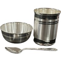 999Er Silber 3.0 Inch Kinderschale, 7.5 Glas & Löffel Für Kinder - Designer Set#03 von BalajiUS