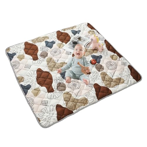 Balakaka Krabbelmatte Baby Verdickte 127x127cm, Weich Tragbar Rutschfester Boden Spielmatte Baby für Innen, Bohème-Stil Faltbar Groß Krabbeldecke Maschinenwaschbare Verliert Nicht leicht die Farbe von Balakaka