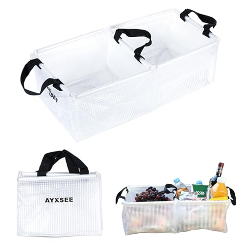Balakaka Outdoor Faltschüssel 25X52X18cm, Zusammenklappbarer Eimer Mit Tragebügel Belastbarkeit ca. 20kg, Zwei Fächer Faltbarer Eimer für Picknick und Camping von Balakaka