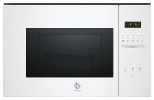 Balay 3CG5172B2 Mikrowelle, ohne Rahmen, 38 cm, 20 l, Aqualisis, Ap. links, 8 Rezepte und elektronische Standby-Programmierung, Drehteller 25,5 cm, mit Grill, Weißglas von Balay