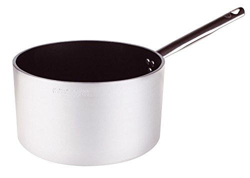 Pentole Agnelli Linie Aluminium 5 mm Platinum Gratinplatte mit 1 Griff hoch 28 cm Silber/schwarz von Baldassare Agnelli