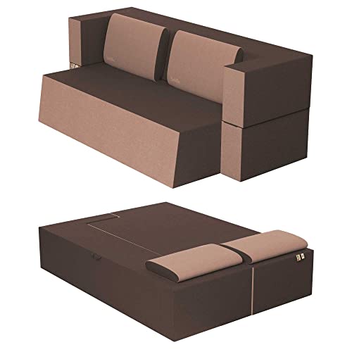Baldiflex 2-Sitzer-Sofa, praktisches Modell aus Polyurethan und Memory-Schaumstoff, abnehmbarer und waschbarer Bezug, Farbe Seppia von Baldiflex