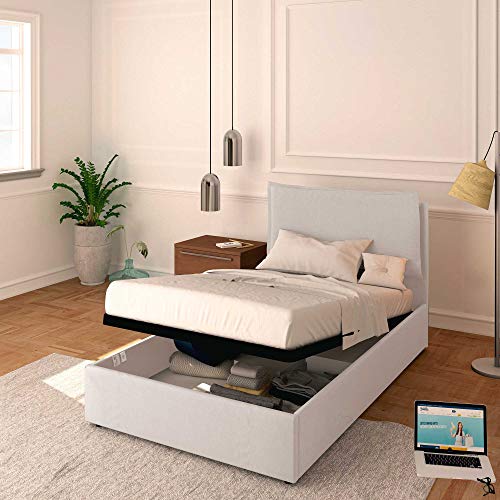 Baldiflex Bett für französisches Bett, Modell Licia aus Stoff, Lattenrost, für französische Matratzen, 120 x 200 cm, fein gepolstertes Kopfteil, Farbe Silber von Baldiflex