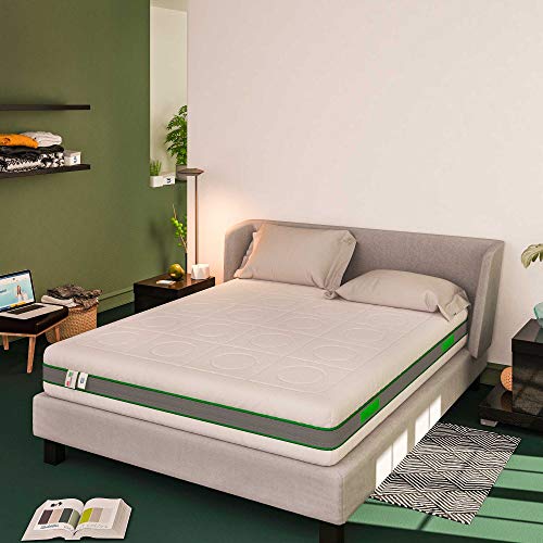 Baldiflex Emporio Matratze für Doppelbett mit Taschenfederkern und Memoryschaum, Green Spring Plus 800 Federn + 5 cm Memory-Schaumstoff, 7 verschiedene Zonen, 100 Nächte, 160 x 200 cm von Baldiflex