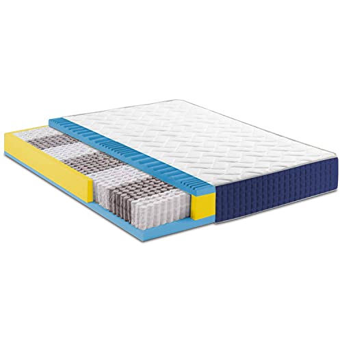 Baldiflex Matratze für Doppelbett, Feder- und Memory-Schaumstoff, 5 cm, mit Full Air Space Band in 9 Zonen, 180 x 200 x 25 cm von Baldiflex