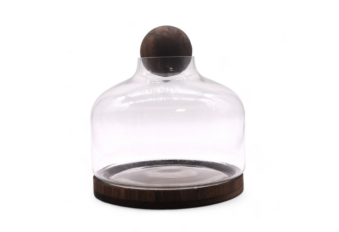 Bali-Homedecor Deko-Glas Extra großes Terarium mit Kugeldeckel auf dunklem Tungholz - 23x23cm Bali-Homedecor Deko-Glas Extra großes Terarium mit Kugeldeckel auf dunklem Tungholz - 23x23cm von Bali-Homedecor