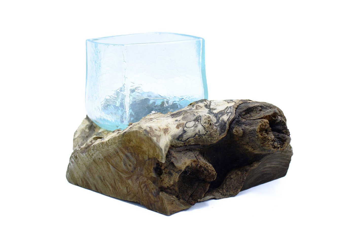 Bali-Homedecor Deko-Glas Geschmolzener, knisternder Glastank auf Holz Bali-Homedecor Deko-Glas Geschmolzener, knisternder Glastank auf Holz von Bali-Homedecor