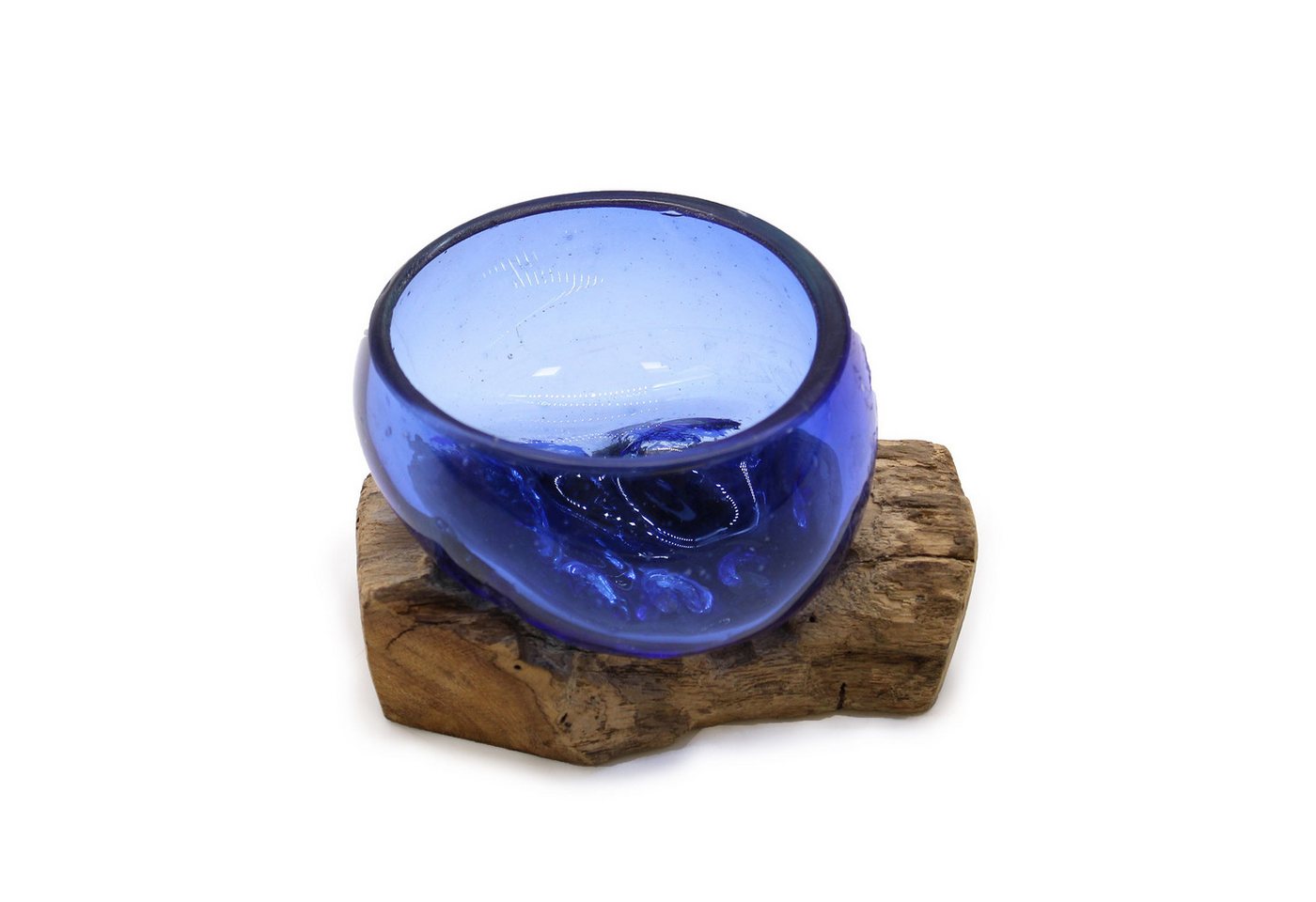 Bali-Homedecor Deko-Glas Geschmolzenes Glas auf Holz- Blaue Mini-Schüssel Bali-Homedecor Deko-Glas Geschmolzenes Glas auf Holz- Blaue Mini-Schüssel von Bali-Homedecor