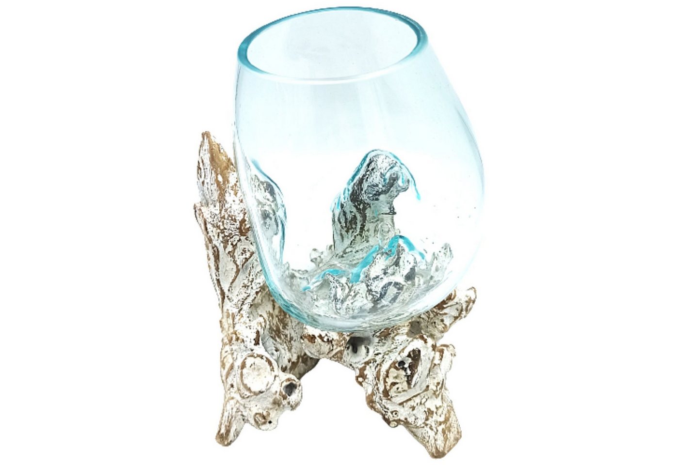 Bali-Homedecor Deko-Glas Geschmolzenes Glas auf Weiß Gewaschenem Holz - Große Schüssel Bali-Homedecor Deko-Glas Geschmolzenes Glas auf Weiß Gewaschenem Holz - Große Schüssel von Bali-Homedecor