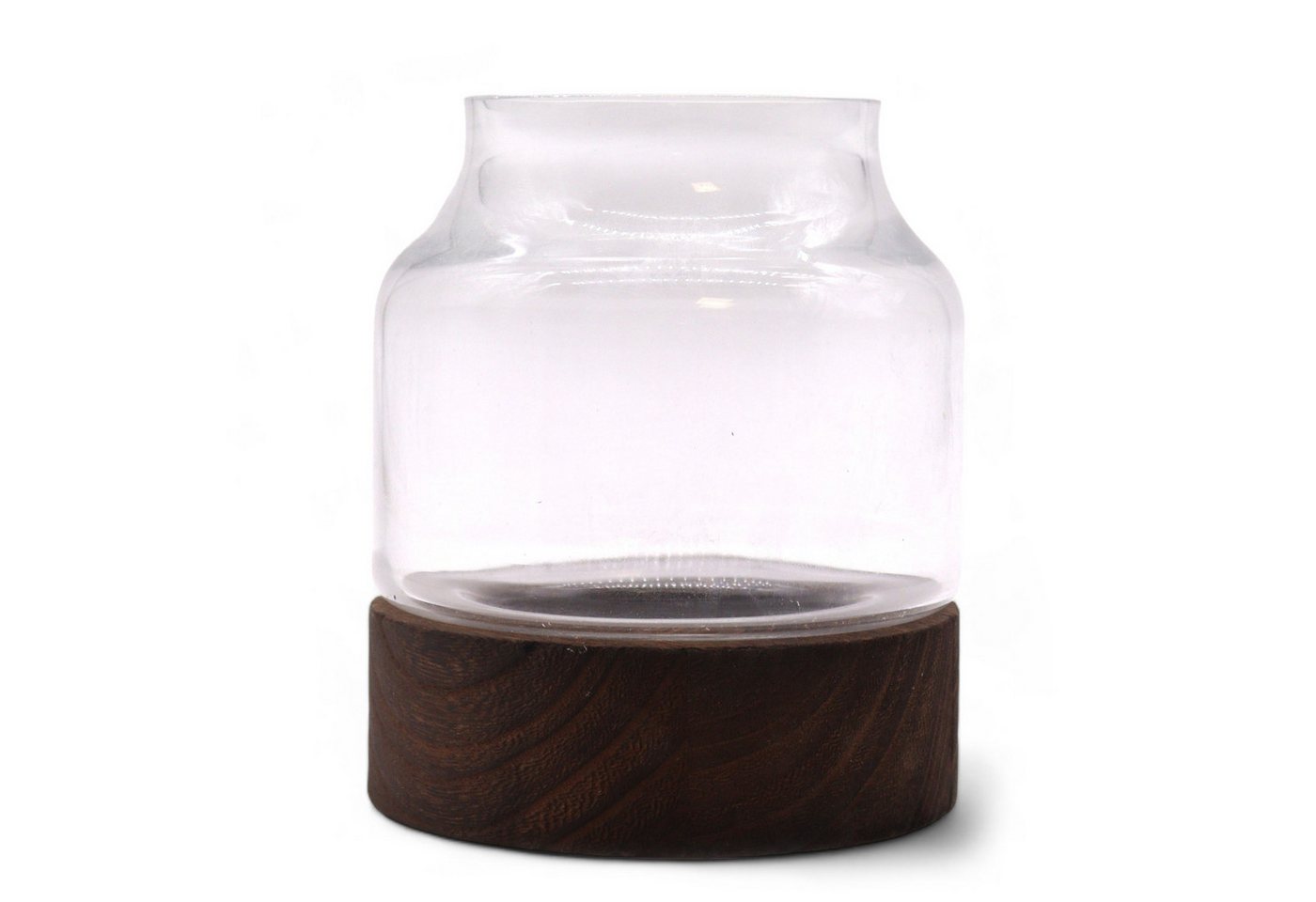 Bali-Homedecor Deko-Glas Kleines geformtes Terarium auf dunklem Tungholz - 12x13cm Bali-Homedecor Deko-Glas Kleines geformtes Terarium auf dunklem Tungholz - 12x13cm von Bali-Homedecor