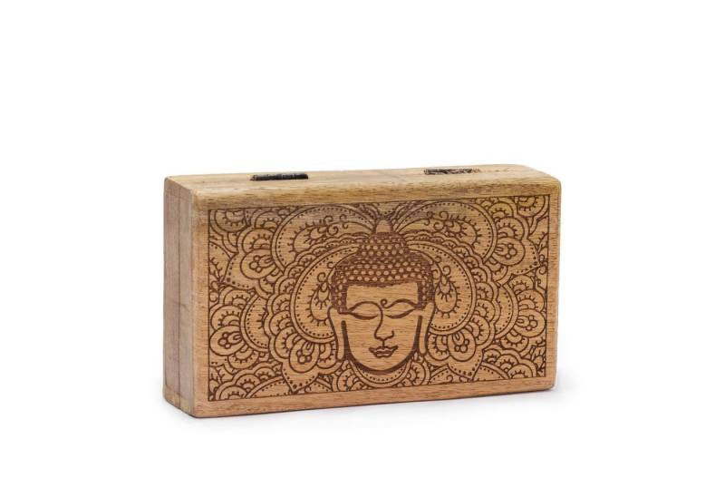 Bali-Homedecor Dekofigur Mittlere quadratische Box 17 x 10 x 4,2 cm – Buddha-Gesicht in Schwa von Bali-Homedecor