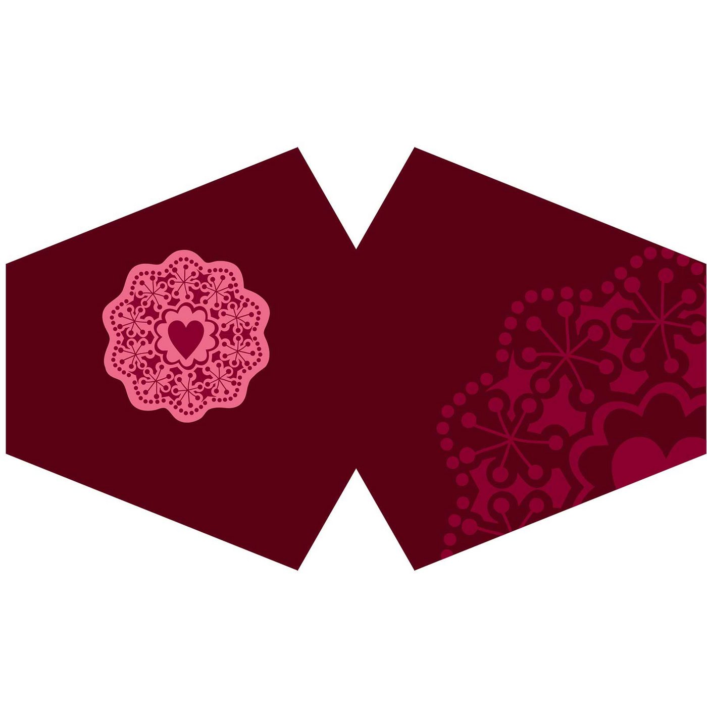 Bali-Homedecor Dekofigur Wiederverwendbare modische Schutzmaske - Rotes Mandala-Herz von Bali-Homedecor