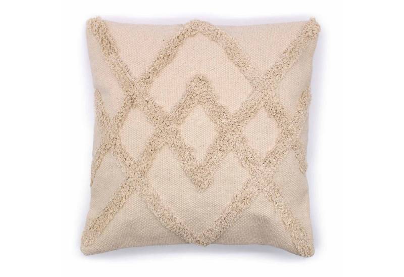 Bali-Homedecor Dekokissen Klassischer Kissenbezug - Kreuz und quer- Creme Lux - 45x45cm von Bali-Homedecor