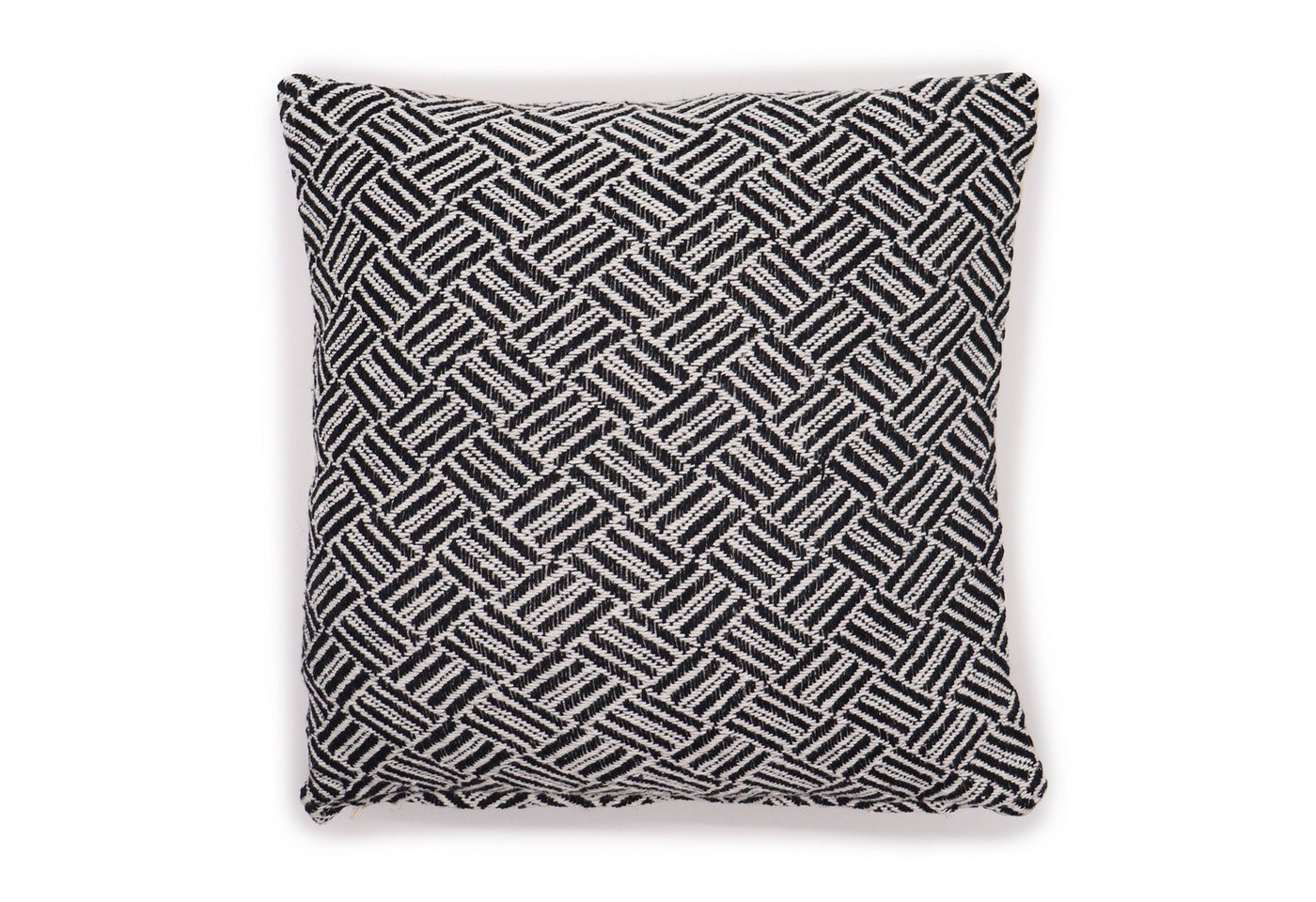 Bali-Homedecor Dekokissen Klassischer Kissenbezug- Kreuz und quer- Schwarz - 40x40cm von Bali-Homedecor