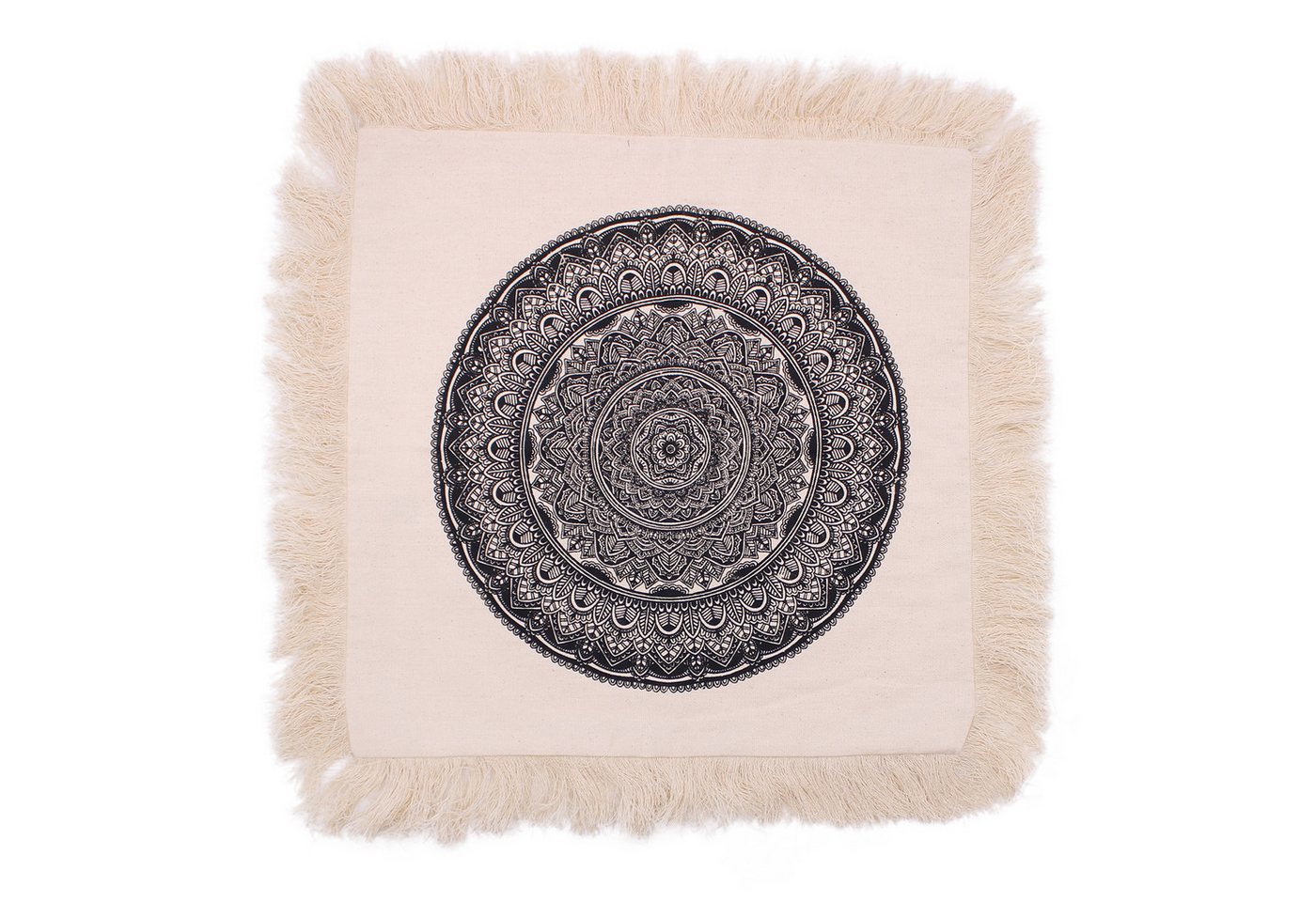 Bali-Homedecor Dekokissen Traditionelles Mandala-Kissen - 45x45cm - Schwarz von Bali-Homedecor