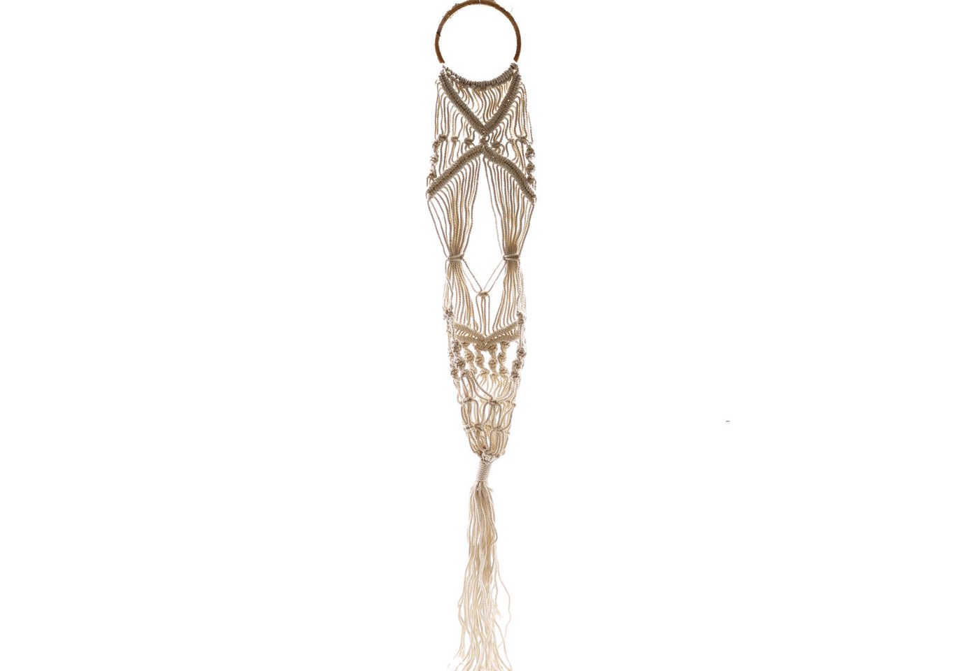 Bali-Homedecor Dekoobjekt Makramee Topfhalter - Lang mit rattan Kranz von Bali-Homedecor