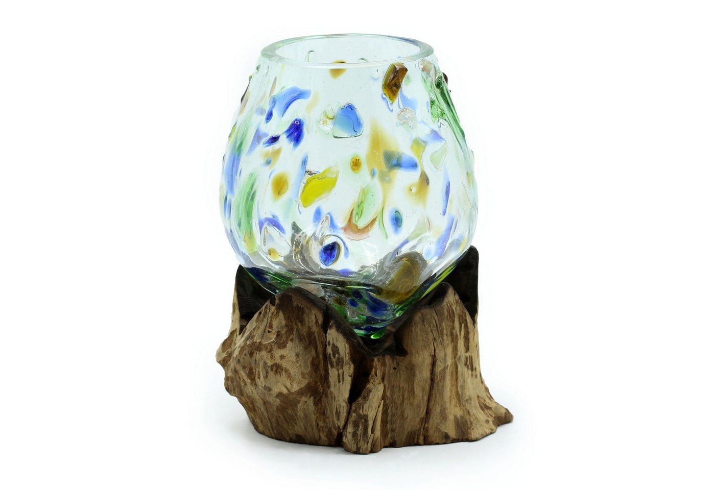 Bali-Homedecor Dekoschale Geschmolzenes farbiges Glas auf Holz - Mittlere Schale Bali-Homedecor Dekoschale Geschmolzenes farbiges Glas auf Holz - Mittlere Schale von Bali-Homedecor