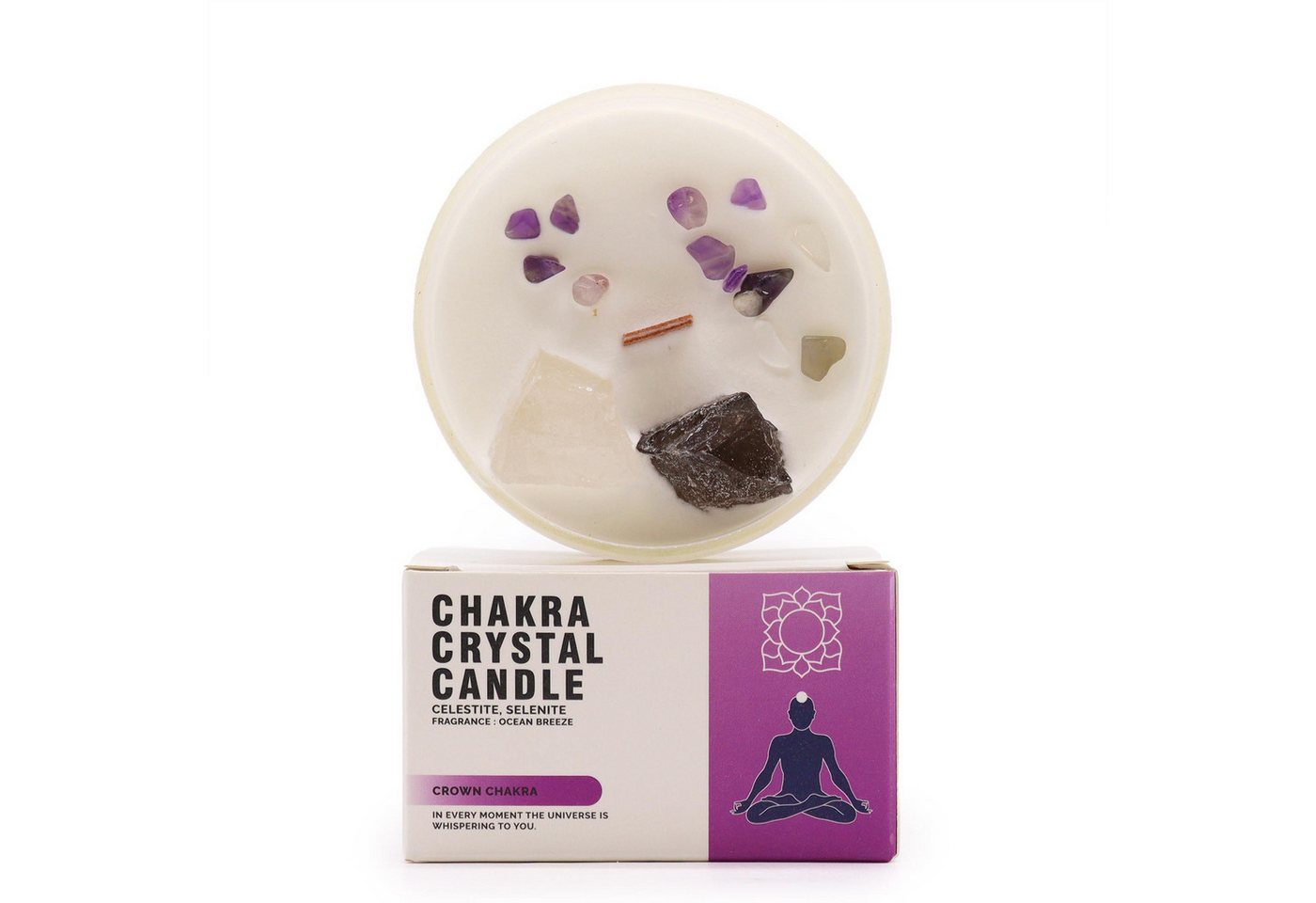 Bali-Homedecor Kerzenständer Chakra-Kristallkerze – Kronenchakra von Bali-Homedecor