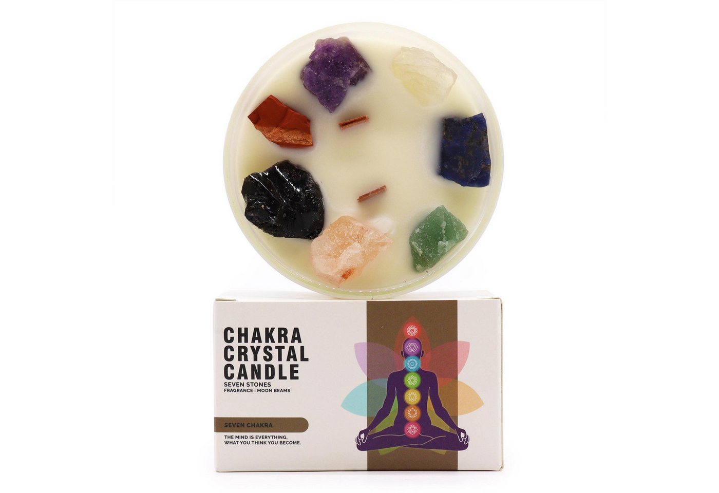 Bali-Homedecor Kerzenständer Große Chakra-Kristallkerze – Sieben Chakra von Bali-Homedecor