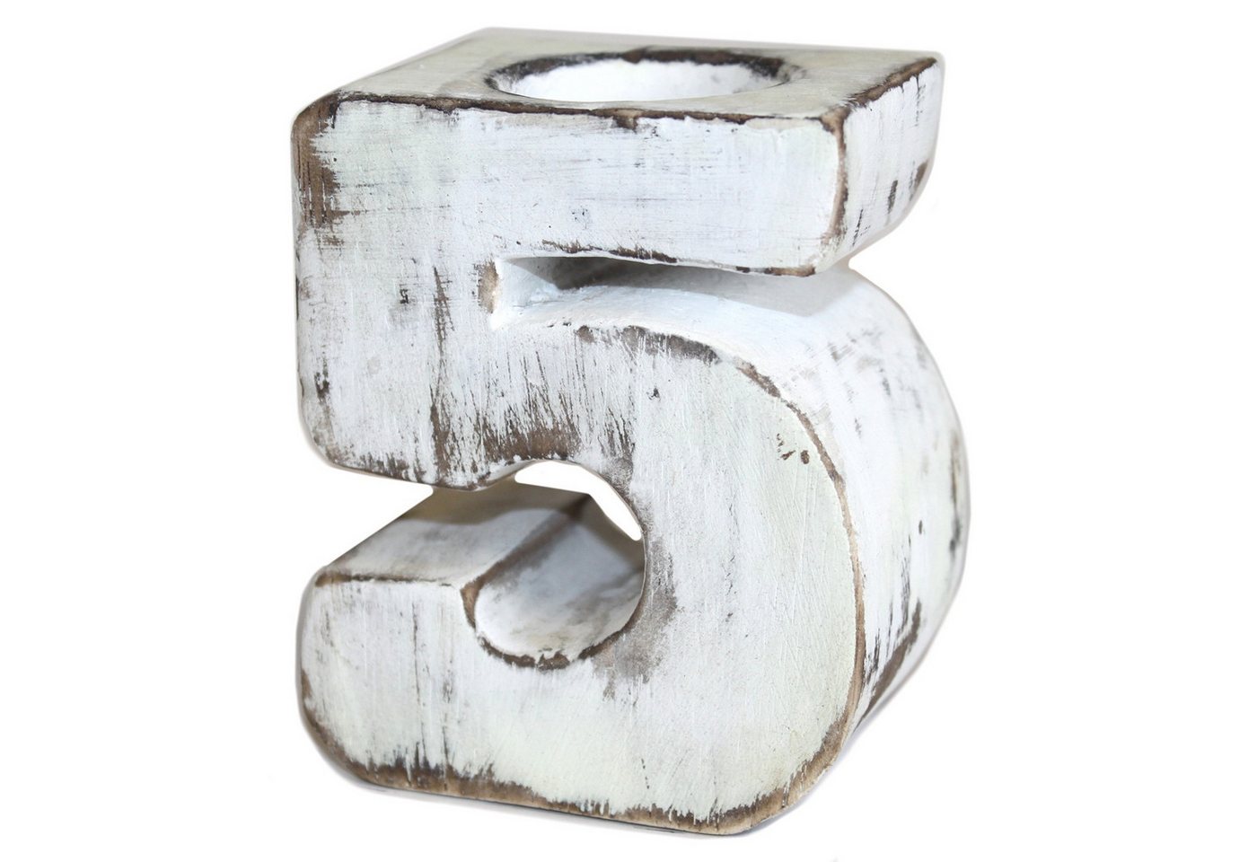 Bali-Homedecor Kerzenständer Holz Geburtstags-nummern 5 von Bali-Homedecor
