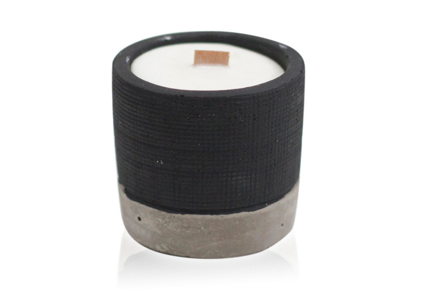 Bali-Homedecor Kerzenständer Holzdocht Sojakerze im Betontopf - Schwarz - Brandy Butter von Bali-Homedecor