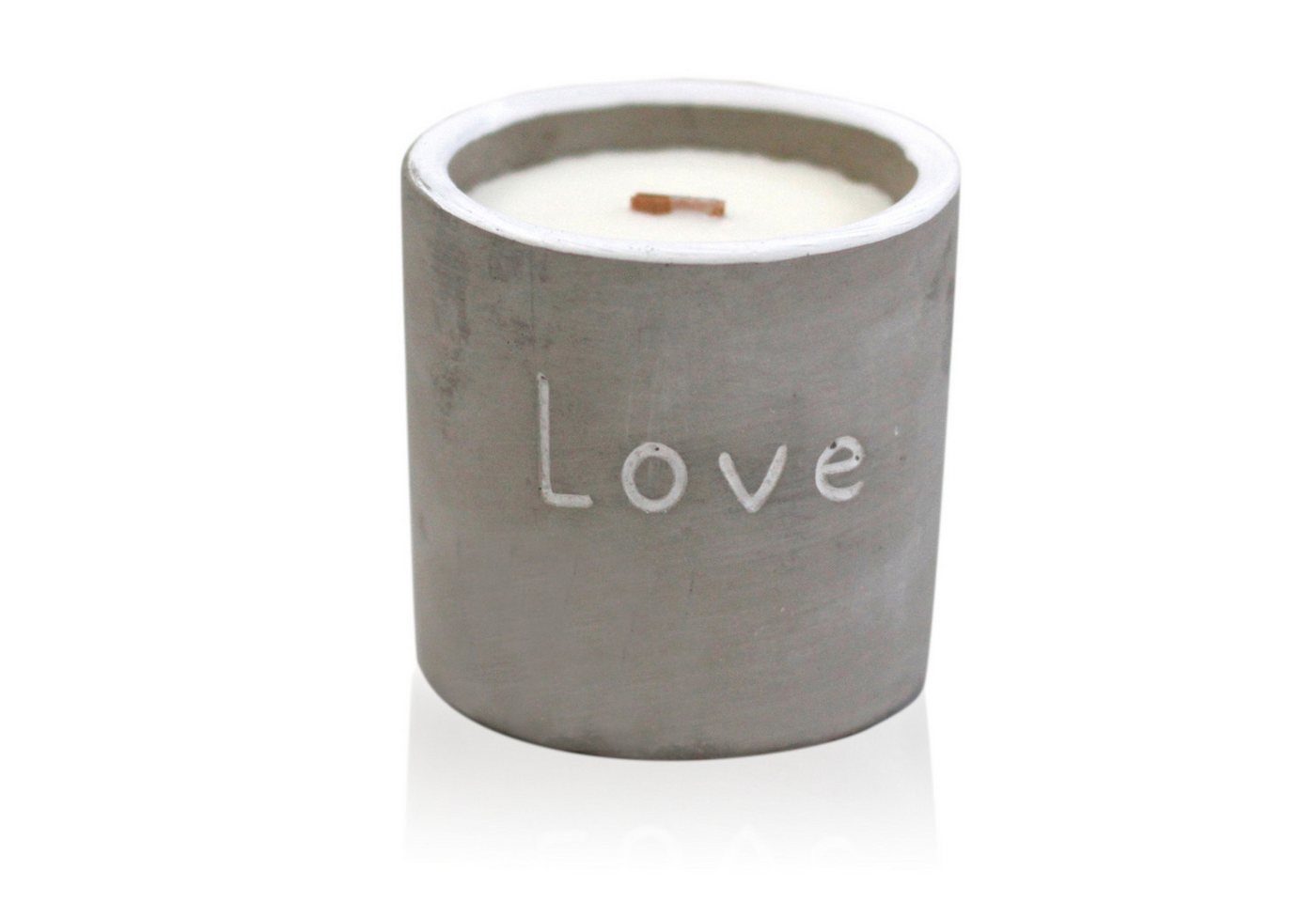 Bali-Homedecor Kerzenständer Mittlere Holzdocht Sojakerze im Beton - Liebe - Purpurrote Feige & von Bali-Homedecor