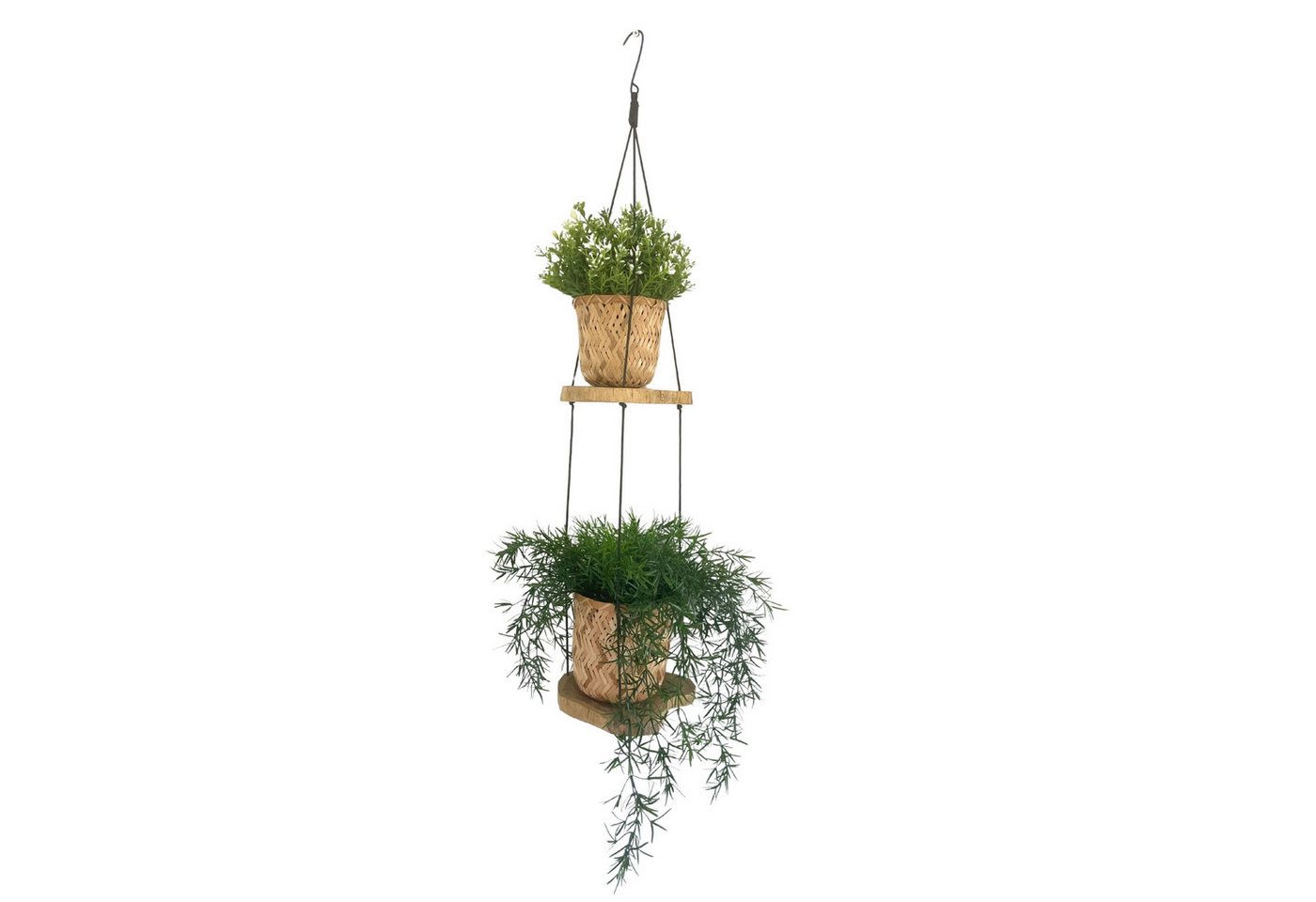 Bali-Homedecor Regal Hängendes Gamal-Holzregal - Zwei Ebenen von Bali-Homedecor