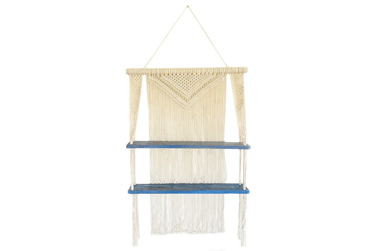 Bali-Homedecor Regal Natürliche Makramee-Hängeregale - Blau von Bali-Homedecor