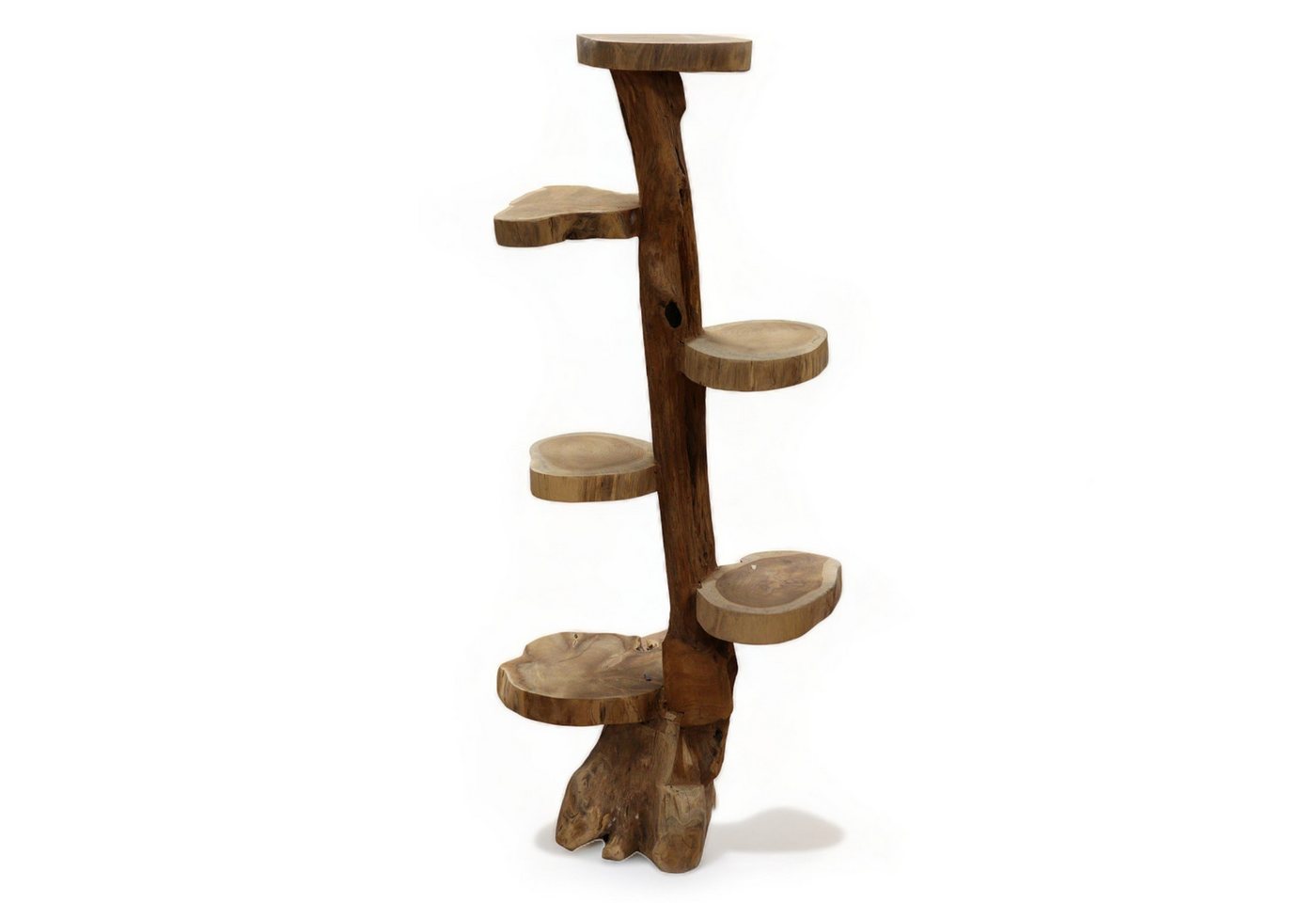 Bali-Homedecor Regal Natürliches Teakholz-Display mit 6 Regalen, 120 cm hoch von Bali-Homedecor