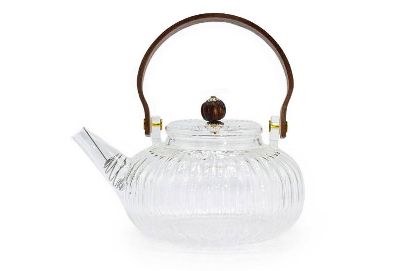 Bali-Homedecor Teekanne Teekanne aus Glas mit Sieb - Klare gerippte Perle - 850 ml von Bali-Homedecor