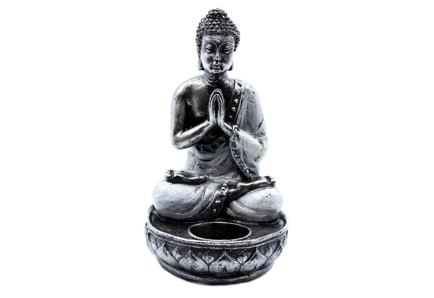 Bali-Homedecor Teelichthalter Antiker Kerzenhalter "Buddha", weiß, silbern, mittelgroß, 17cm Bali-Homedecor Teelichthalter Antiker Kerzenhalter "Buddha", weiß, silbern, mittelgroß, 17cm von Bali-Homedecor
