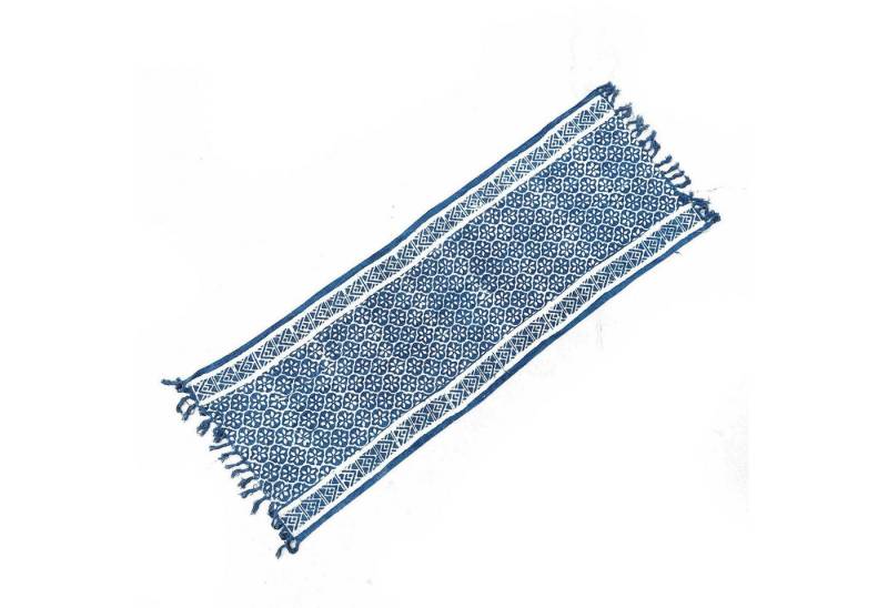 Bali-Homedecor Teppich Handgefertigter Indigo-Läufer - 170x60cm - Madjid-Kacheln von Bali-Homedecor