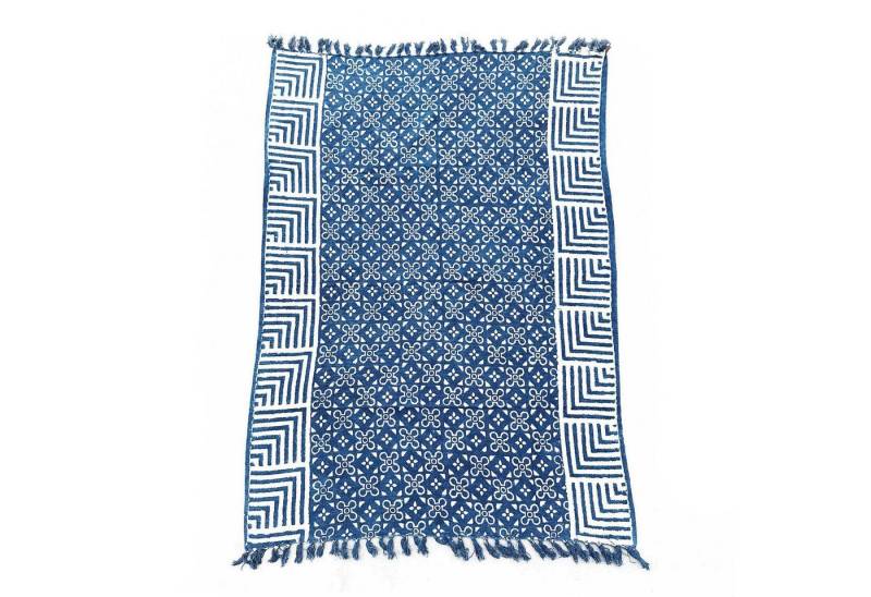 Bali-Homedecor Teppich Handgefertigter Indigo-Überwurf - 170x120cm - Kasba-Fliesen von Bali-Homedecor