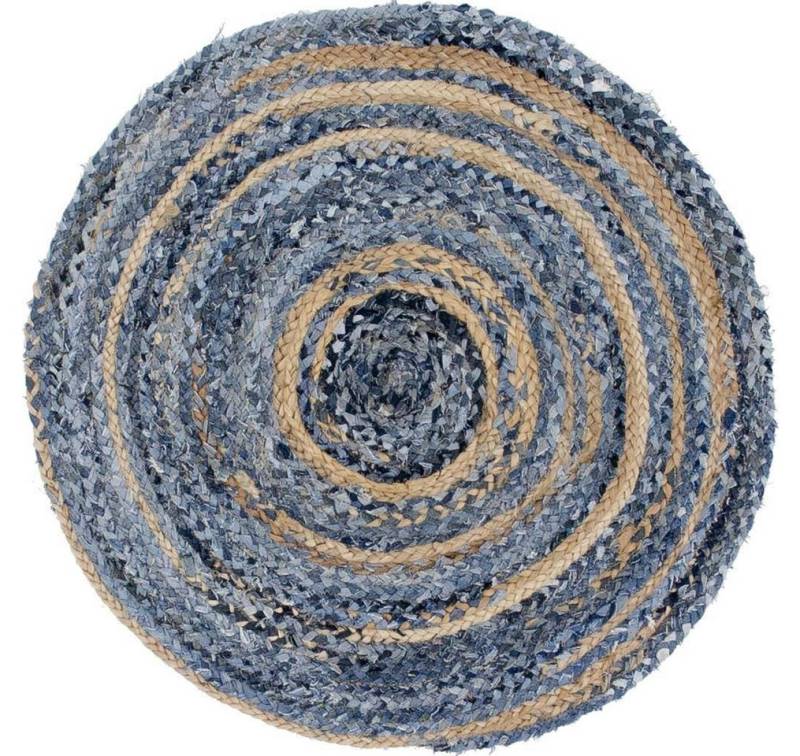 Bali-Homedecor Teppich Runder Teppich aus Jute und Recycling Denim - 150 cm von Bali-Homedecor