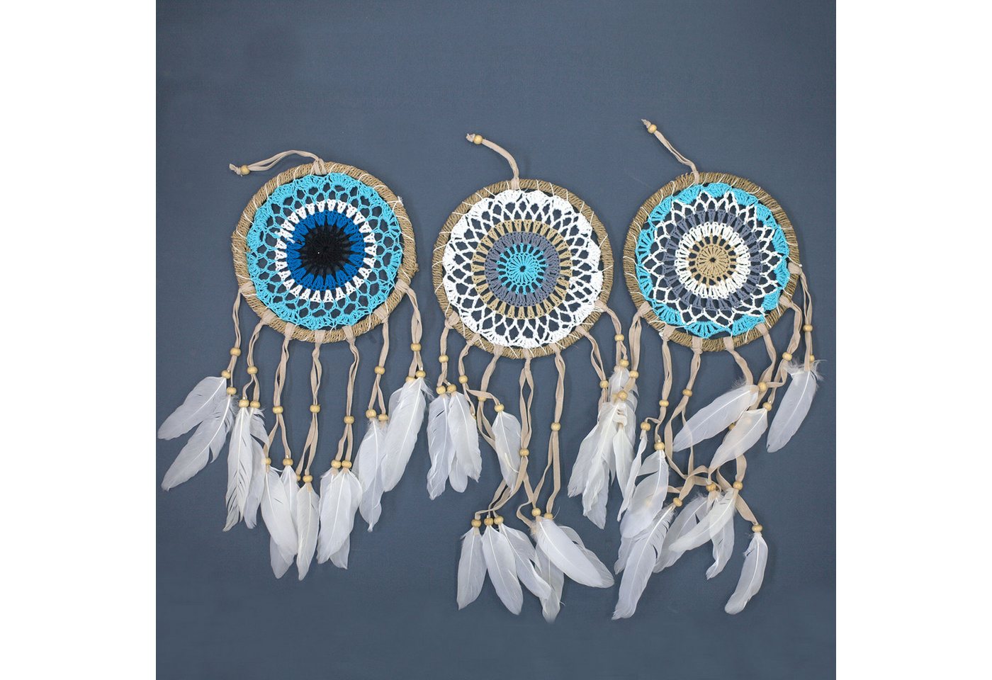 Bali-Homedecor Traumfänger Pastellblauer Macramé-Traumfänger 16cm (averschiedene) von Bali-Homedecor