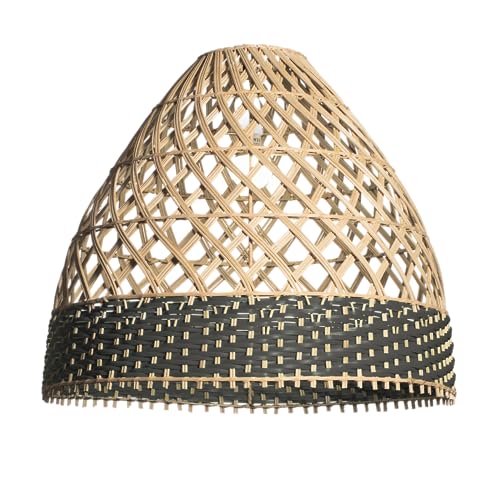 Bali Möbel Lampenschirm aus Rattan – Lampenhalter im Boho-Stil für Deckenlampen und Pendelleuchten, große Ausführung, Vintage Hängelampe für Esszimmer und Wohnzimmer, Maße 58x50 cm (Schwarz) von Bali Möbel & Garten GmbH