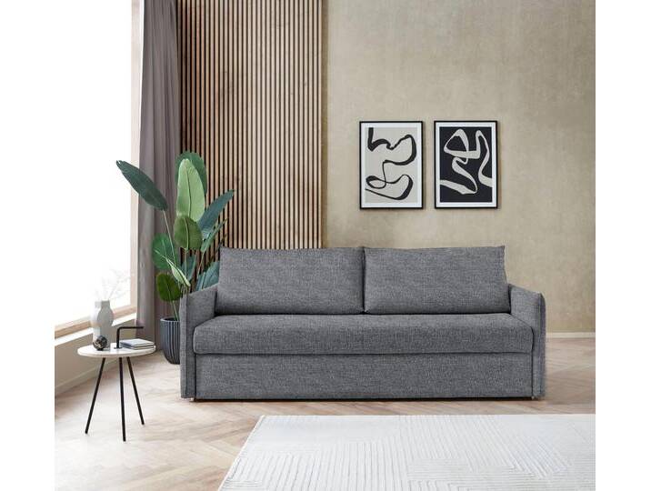 Schlafsofa BALI Pisa , blau (blaugrau), B:222cm H:93cm T:98cm, 100% PES, Sofas, mit 3 Matratzenarten, Lattenrost, stabiles Untergestell von Bali