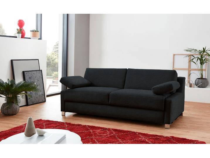 Schlafsofa BALI Viola, Dauerschläfer mit Seitenkissen , grau (schwarz), B:201cm, 100% Polyester, Sofas, in 140er und 160er Breite, 3 Varianten, auch mit Ergoflex-Lattenrost von Bali