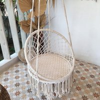Makramee Schaukel, Rattan Makrome Handgefertigte Schaukel Drinnen Und Draußen, Hängematte, Gartenschaukel, Mit Quaste von BaliAncient