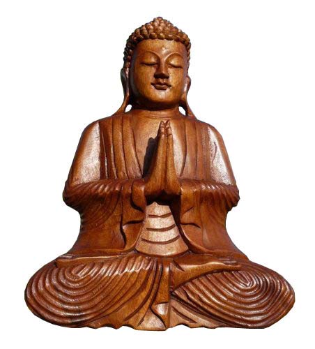 Wogeka - Super schöner 30 cm Gebet Buddha Meditation - Handarbeit aus Holz geschnitzt als besondere Geschenk-Idee für Asien-Fans zu Geburtstag, Weihnachten zur Deko Budda Feng Shui BMGEB30 von Wogeka