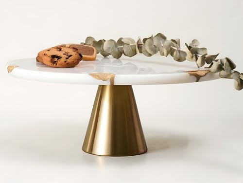 Balin Designs Tortenständer – 30.5 cm runder weißer Marmor mit goldenem Akzent, Dessert- und Cupcake-Servierdisplay – perfekt für Hochzeiten, Jubiläen, Partys oder Moderne Wohnkultur (weißer Marmor) von Balin Designs