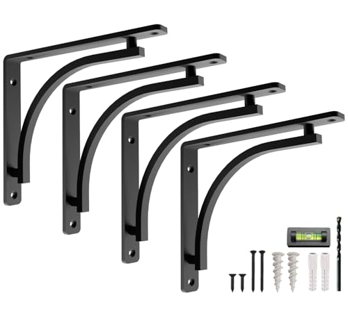 Balin Designs Schwarze Regalhalterung für 20,3 cm, 25,4 cm, 30,5 cm Regale – 4 Stück – robuste Metall-Regalhalterungen – L-Halterungen für Regale – einfach zu installieren – Innen- oder Außenregal – Balin Designs Schwarze Regalhalterung für 20,3 cm, 25,4 cm, 30,5 cm Regale – 4 Stück – robuste Metall-Regalhalterungen – L-Halterungen für Regale – einfach zu installieren – Innen- oder Außenregal – von Balin Designs