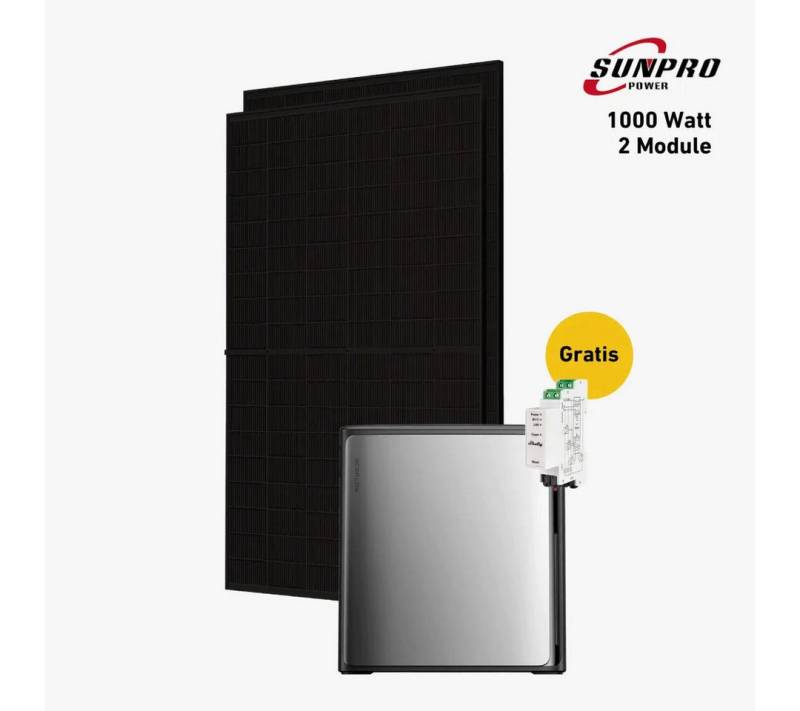 Balkonstrom Balkonkraftwerk Balkonkraftwerk 1000 Watt mit EcoFlow STREAM Ultra X, 1000 W, Monokristallin, (EcoFlow STREAM Ultra X Stromspeicher), Made in Germany Kabel von Balkonstrom