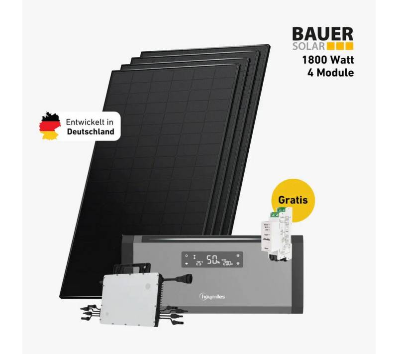 Balkonstrom Balkonkraftwerk Balkonkraftwerk 1800 Watt mit Hoymiles HiBattery 1920 AC, 900 W, Monokristallin, (Hoymiles HiBattery 1920 AC Stromspeicher), Made in Germany Kabel von Balkonstrom
