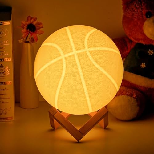 Balkwan Basketball Night Light for Boys 16 Colors Changing Sport Moon Lamp for Kids Dimmable with Remote Control Home Decor Birthday Gifts for Kids Boy… (15cm) von Balkwan