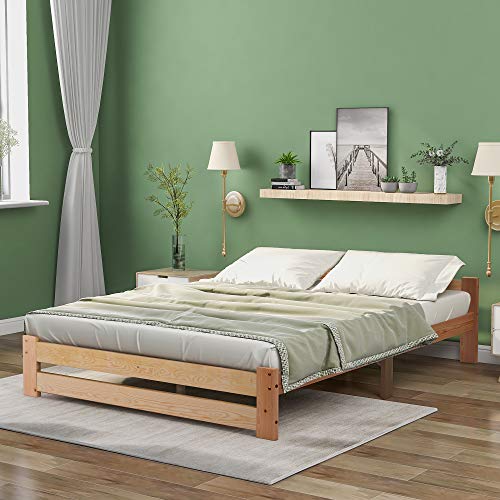 Ball & Cast Einzelbett (140x200cm) Tagesbett mit Kopfteil und Lattenrost, Futonbett mit Kiefernholzrahmen für Kinder- und Jugendzimmer, Natur von Ball & Cast