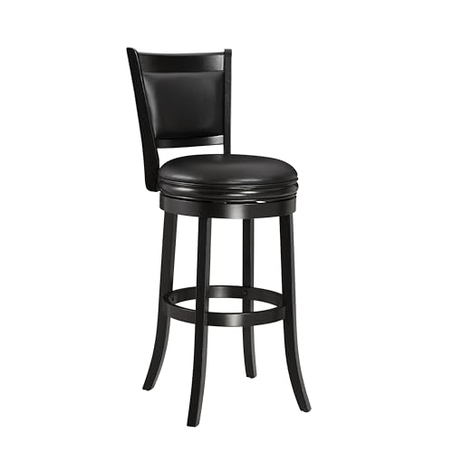Ball & Cast Gepolsterter Drehbarhocker, Pub Höhe Hocker-Stuhl mit Rückenlehne & Fußstütze, Holzrahmen Barhocker für Küche und Esszimmer, schwarz von Ball & Cast
